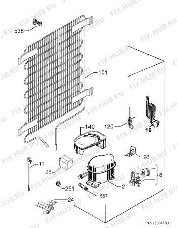 Взрыв-схема холодильника Aeg RKB42512AW - Схема узла Cooling system 017